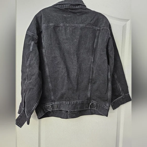 NWT Edwin By Anthropologie Alexa Irony Black Trucker Denim Jacket Sz L - Picture 5 of 7
